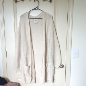 Abercrombie & Fitch Cream Open-Front Cardigan